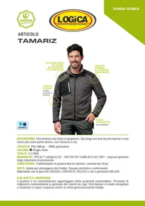 Logica TAMARIZ Micropile Invernale Grigio/Nero Termico Con Filato In Graphene - immagine 3
