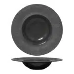 Essentia LABYRINTH BLACK Piatto Fondo Gourmet In Porcellana Fine, Interno Lucido Esterno Opaco Ø 23cm Interno Ø 13,3cm