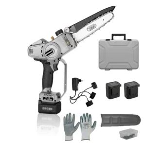 Volpi KVS6000 Potatore a Catena a Batteria Brushless Barra da 190 mm Taglio ⌀ 160 mm Lubrificazione Automatica Con 2 Batterie da 4 Ah