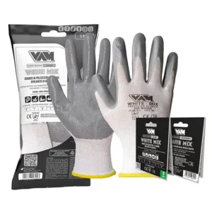 Vam WHITE MIX Guanto Da Lavoro In Poliestere 13 Gauge Con Spalmatura In Nitrile Grigio